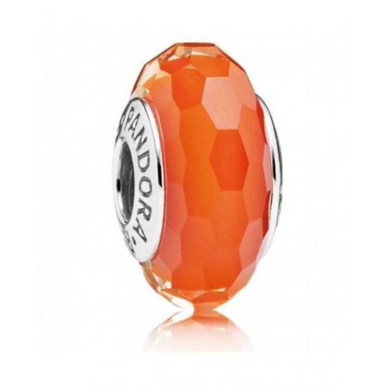Pandora Charm-Orange Faceted Murano Glass Jewelry