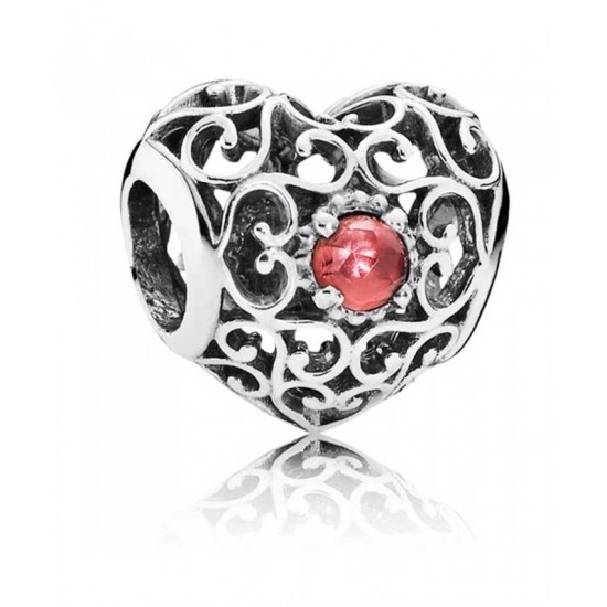 Pandora Charm-Silver January Birthstone Signature Heart Jewelry