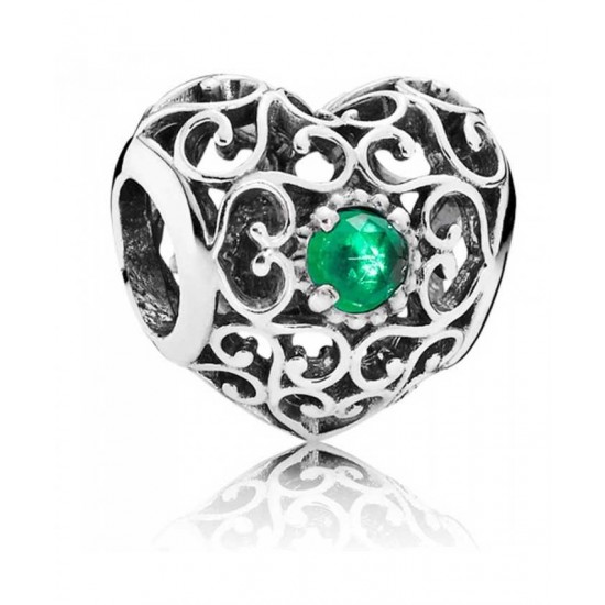 Pandora Charm-Silver May Birthstone Signature Heart Jewelry