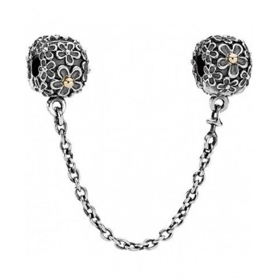 Pandora Safety Chain-14ct Gold And Silver Flower Jewelry