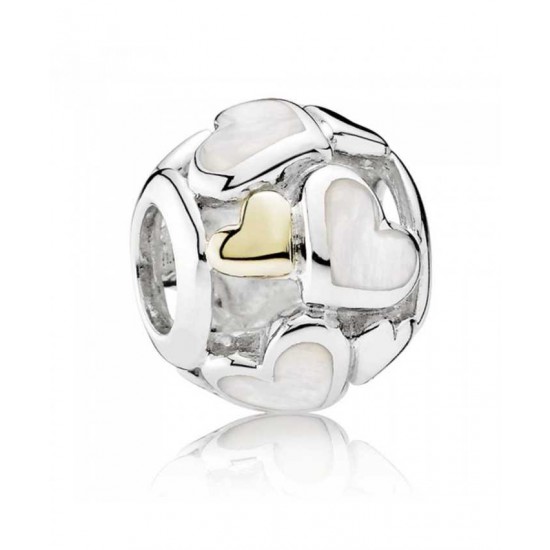 Pandora Charm-Silver 14ct Gold Cubic Zirconia Luminous Hearts Jewelry