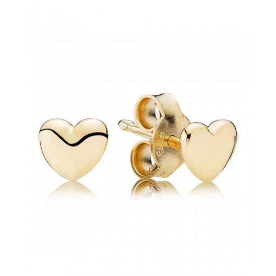 Pandora Earring-14ct Plain Heart Stud Jewelry