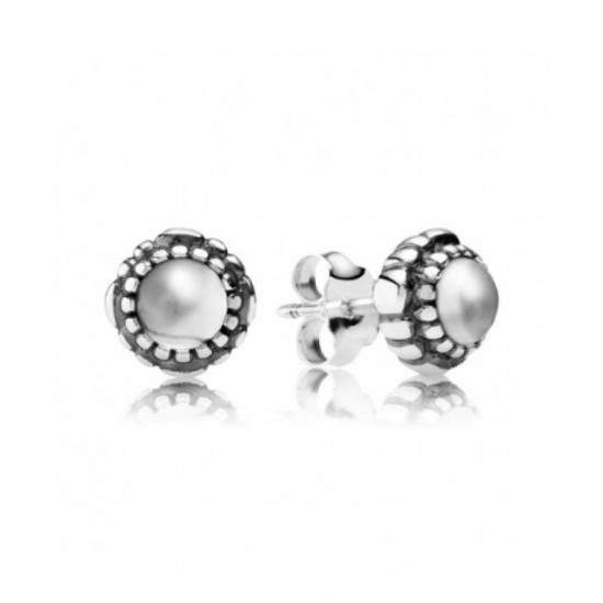 Pandora Earring-Silver April Birthstone Rock Crystal Stud Jewelry