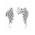Pandora Earring-Silver Cubic Zirconia Majestic Feathers Studs Jewelry