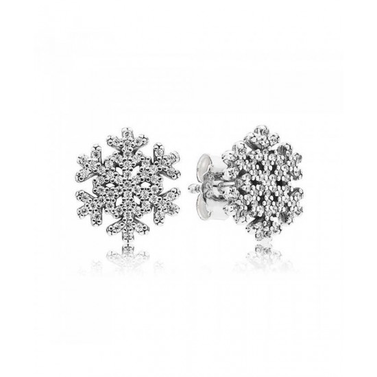 Pandora Earring-Silver Cubic Zirconia Snowflake Jewelry