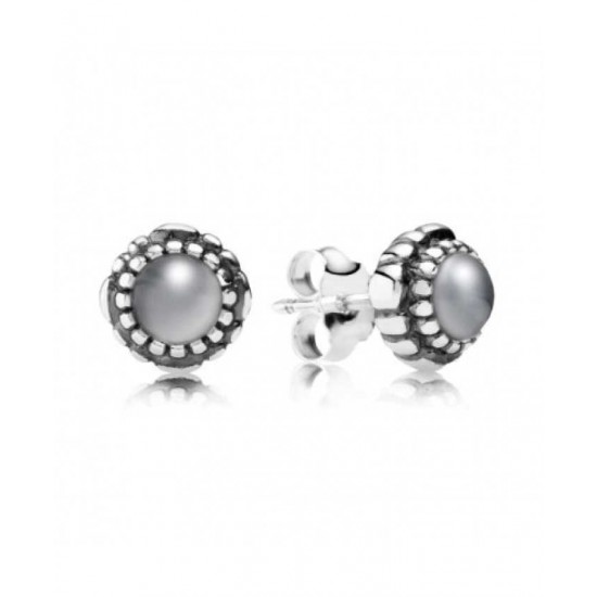 Pandora Earring-Silver June Birthstone Moonstone Stud Jewelry