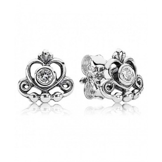 Pandora Earring-Silver Cubic Zirconia Romance Stud Jewelry