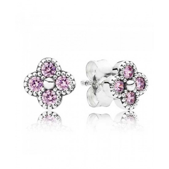 Pandora Earring-Oriental Blossom Pink Cubic Zirconia Jewelry