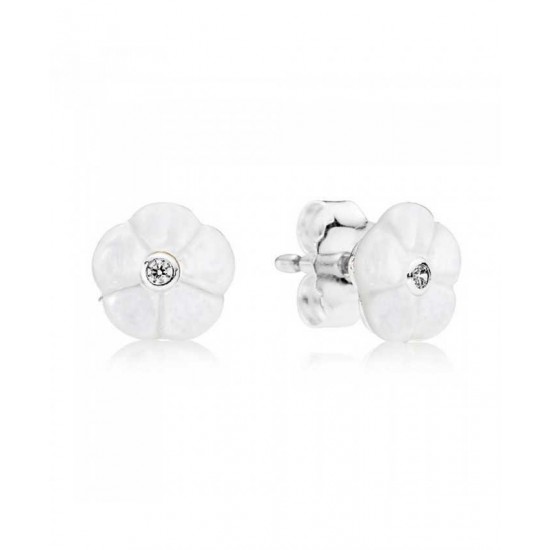 Pandora Earring-Silver Luminous Floral Jewelry