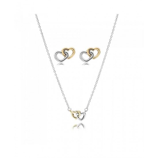 Pandora Set-Silver 14ct Interlocking Hearts Jewelry