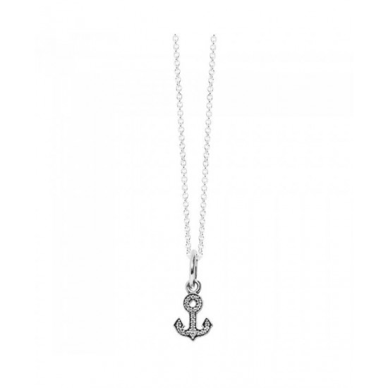 Pandora Necklace-Silver Cubic Zirconia Anchor Jewelry