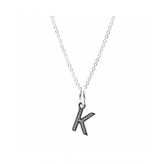 Pandora Necklace-Sparkling Alphabet K Jewelry