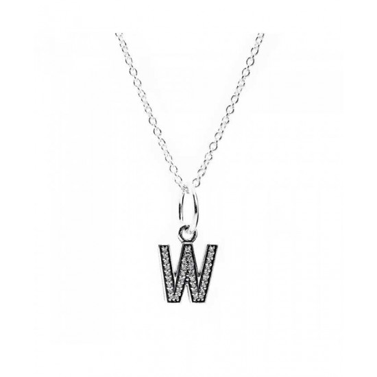 Pandora Necklace-Sparkling Alphabet W Jewelry