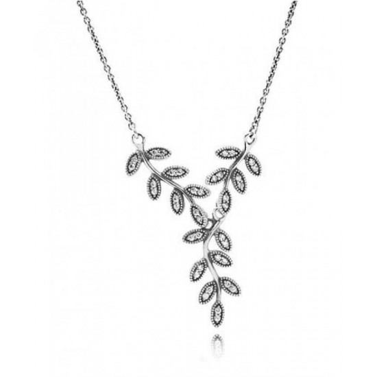 Pandora Pendant-Silver Cubic Zirconia Leaves Jewelry