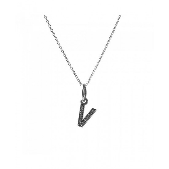 Pandora Necklace-Sparkling Alphabet V Jewelry