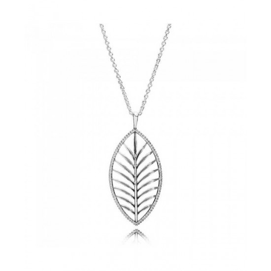 Pandora Pendant-Silver Cubic Zirconia Palm Leaf Jewelry