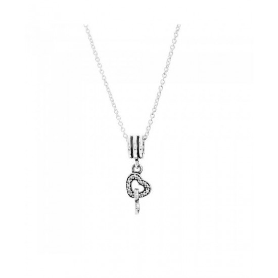 Pandora Necklace-Silver Intertwined Hearts Jewelry