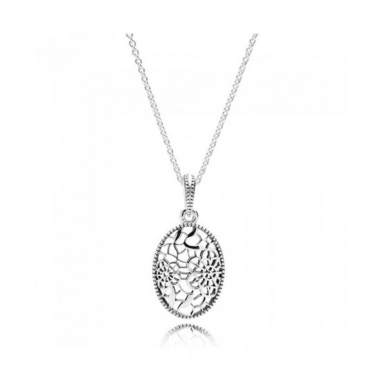 Pandora Pendant-Silver Cubic Zirconia Floral Daisy Lace Jewelry