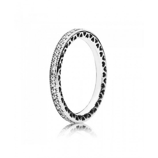 Pandora Ring-Silver Cubic Zirconia Heart Band Jewelry