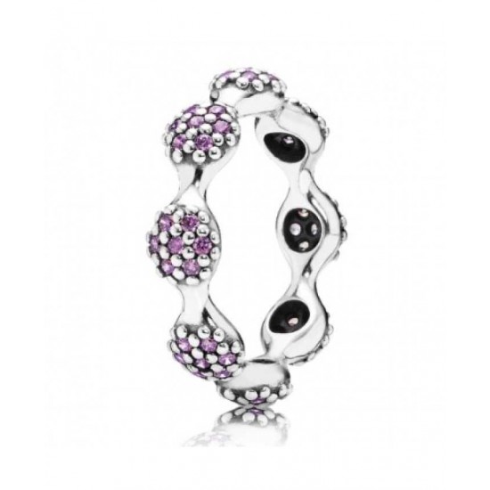 Pandora Ring-Sterling Silver Purple Cubic Zirconia Clusters Band Jewelry