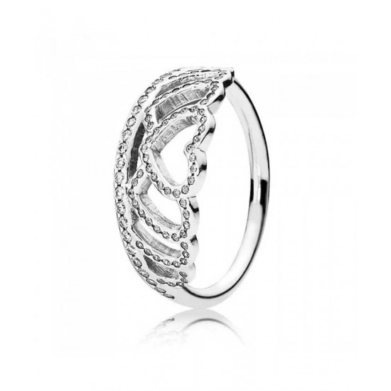 Pandora Ring-Silver Cubic Zirconia Hearts Tiara Jewelry